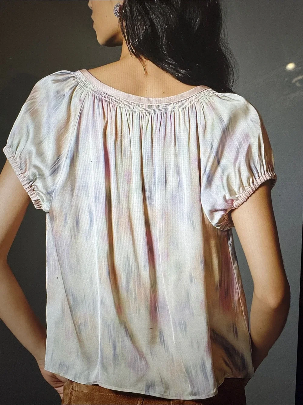 By Anthropologie Silken Puff Sleeve Buttondown Blouse